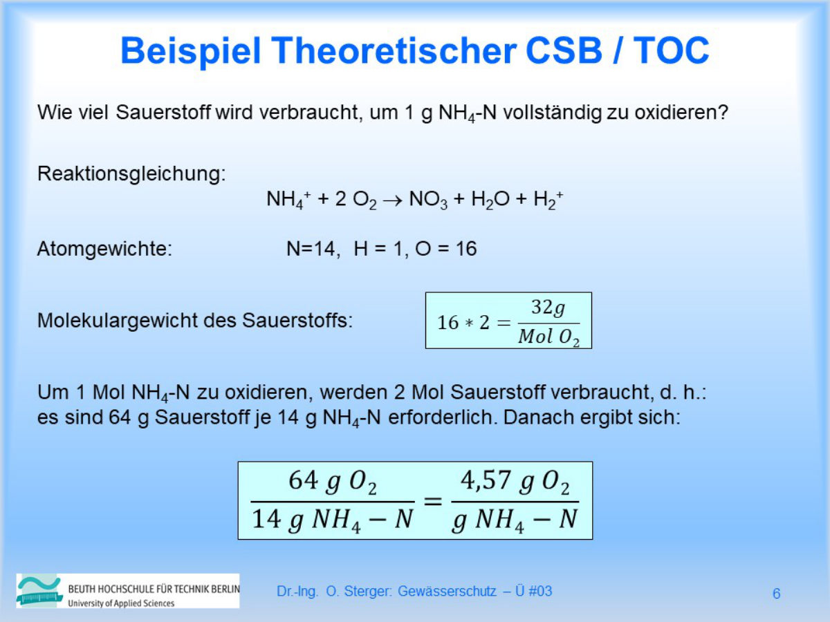 Beispielfolie aus der LV Gewässerschutz, Übungen
