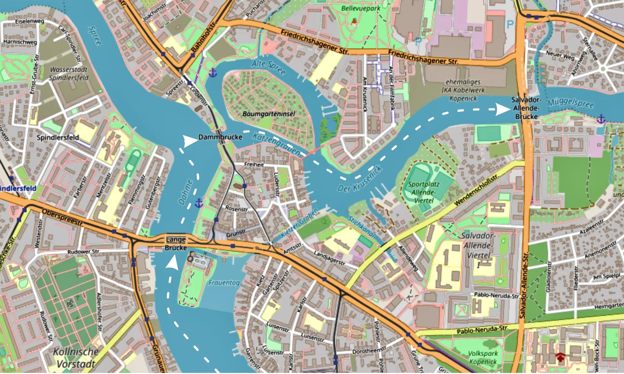 Mündung der Dahme bei Alt-Köpenick in die Spree