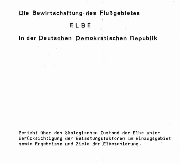 Die Bewirtschaftung des Flußgebiets Elbe in der DDR, Titelseite