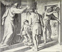 Illustrationen zum Alten Testament, Buch Hiob: Hiobs Gelassenheit bei schweren Prüfungen (Schnorr´s Bild Nr. 131)